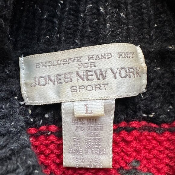 Jones New York Sweater Womens Large Vtg Hand Knit Wool Pullover Mock Neck - Picture 3 of 10